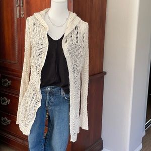 Cream color hooded knit sweater